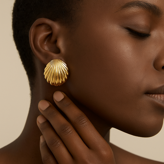 Golden Seashell Statement Earrings – Vintage Ocean Glam