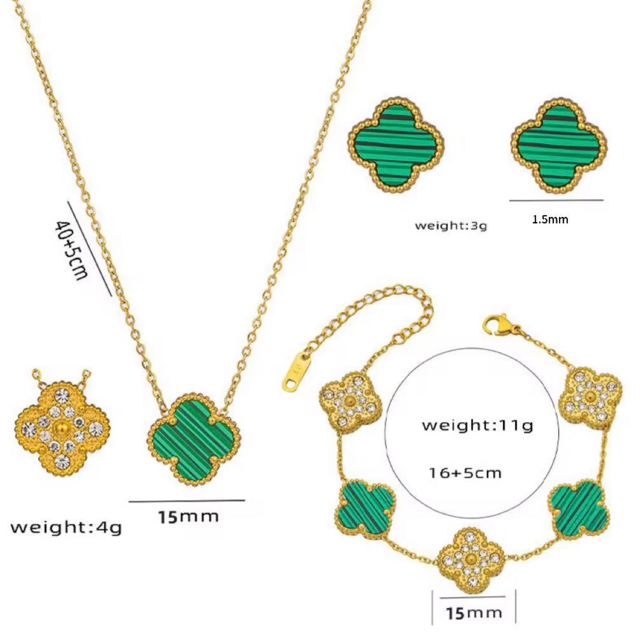 Emerald Dreams Clover Jewelry Set