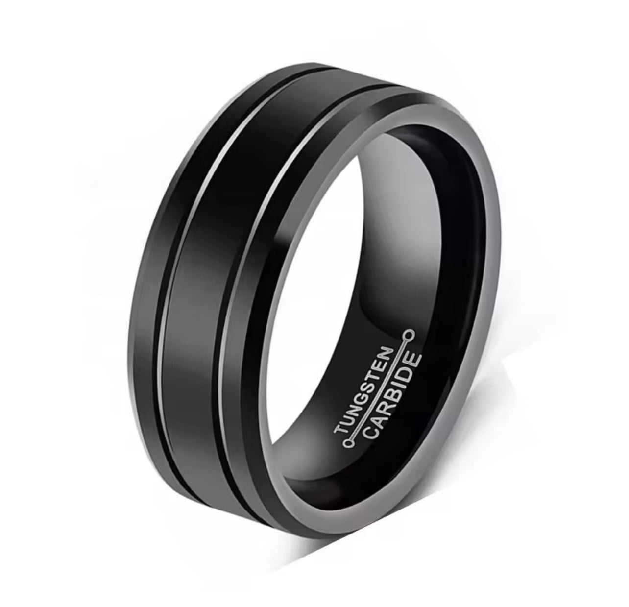 Sleek Black Tungsten Carbide Ring
