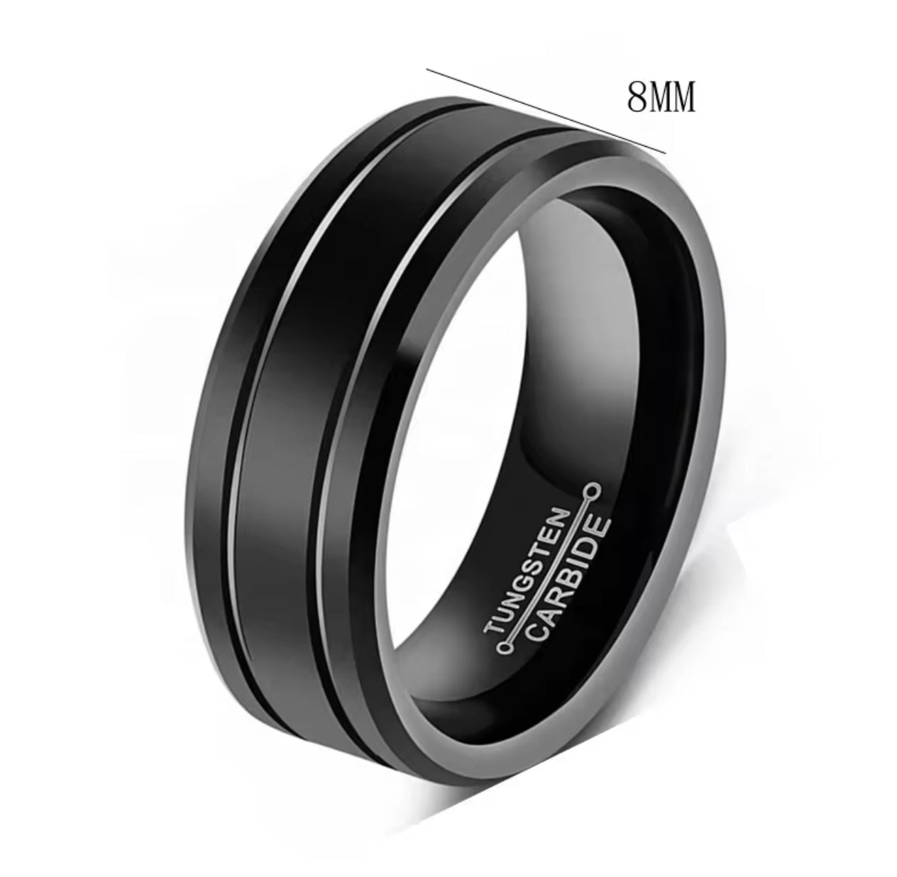 Sleek Black Tungsten Carbide Ring