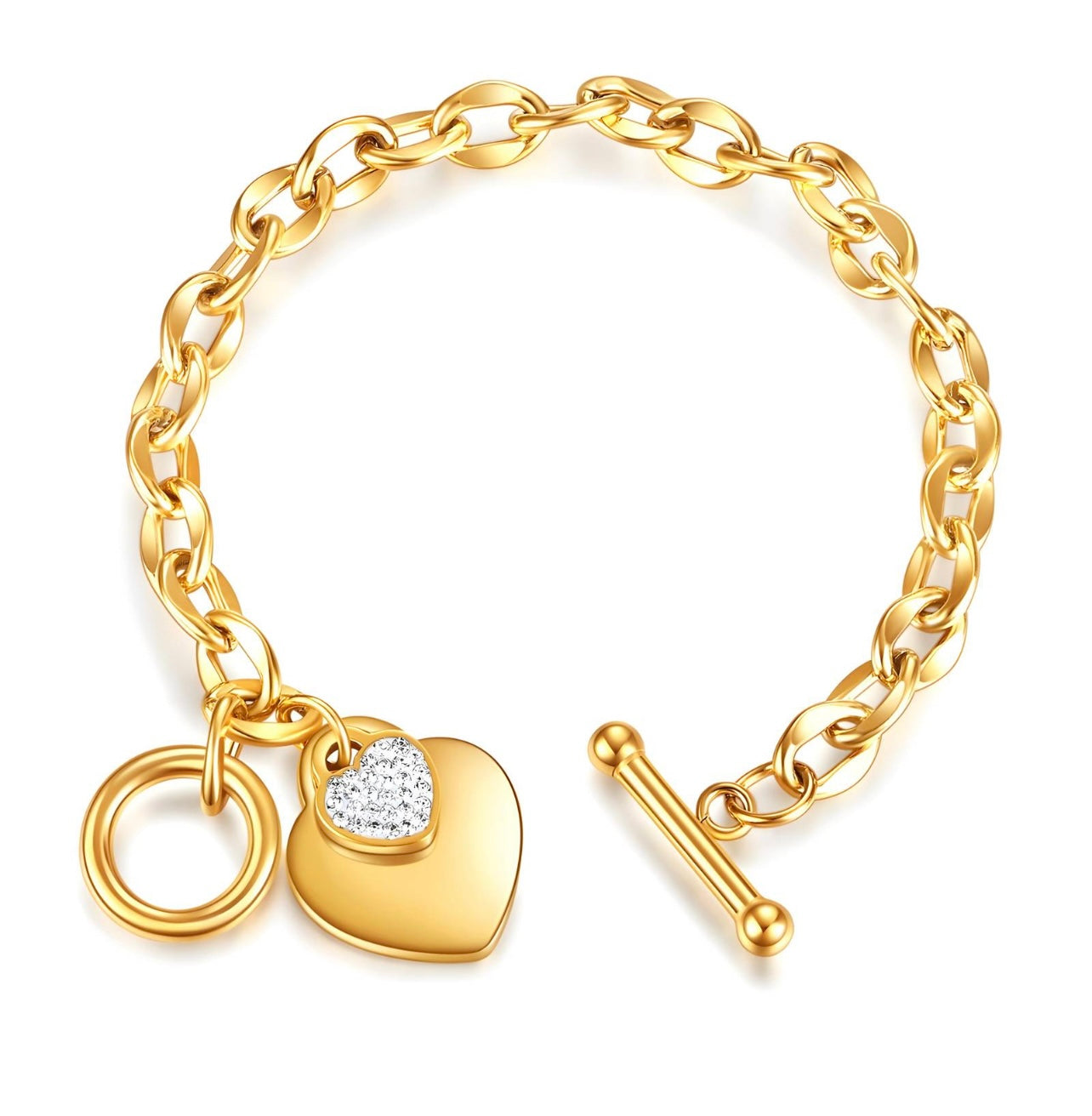Elegant Heart Charm Bracelet - 18k gold plated