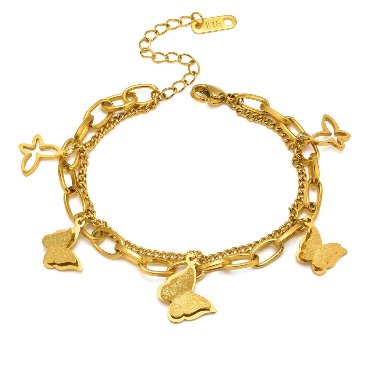 Butterfly Charm Bracelet - 18k gold plated