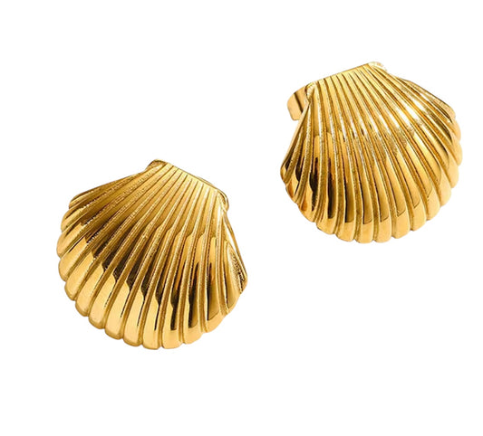 Golden Seashell Statement Earrings – Vintage Ocean Glam