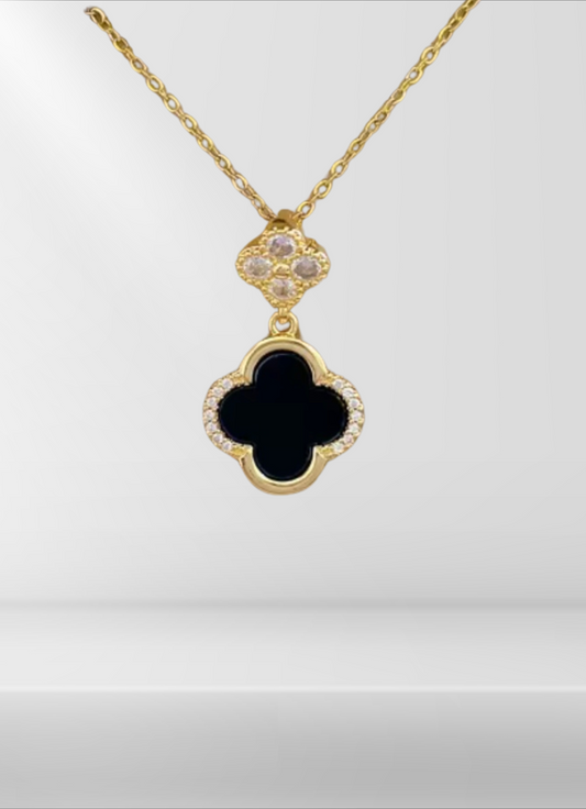 Midnight Clover Double Charm Necklace