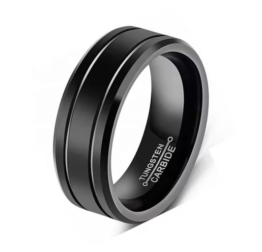 Sleek Black Tungsten Carbide Ring