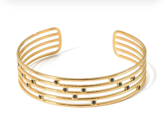 Modern Orbit Cuff Bracelet - 18k gold plated