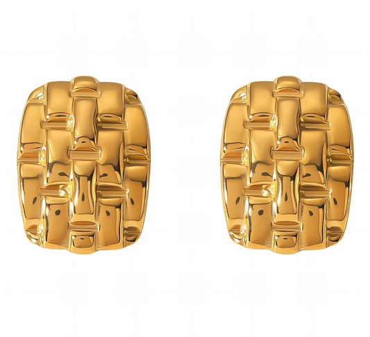 Woven Gold Statement Earrings – Vintage Bold Texture