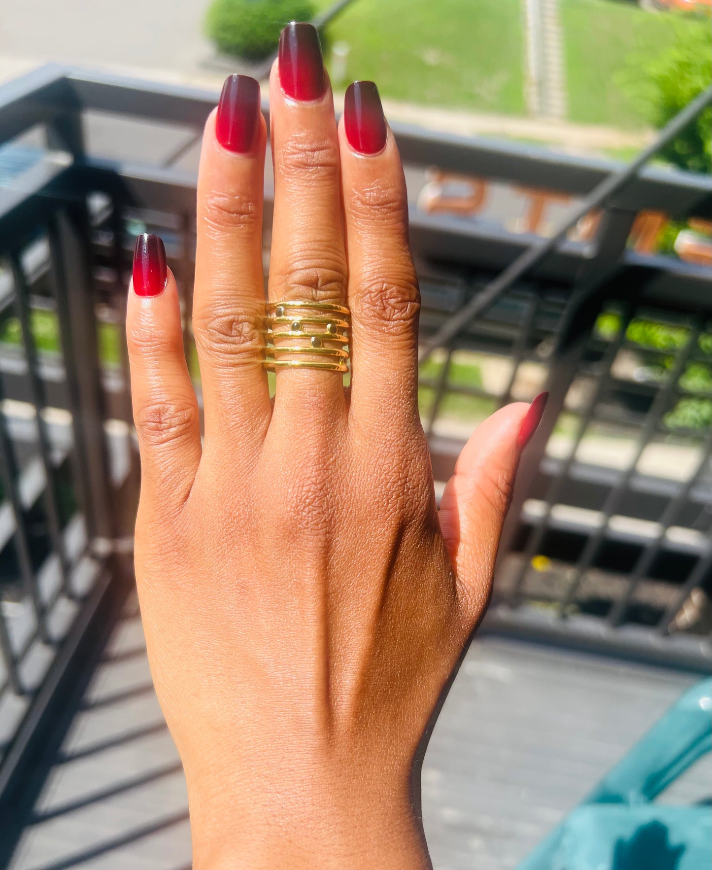 Hammered Gold Multi-Band Cuff Ring – Bold Statement Piece