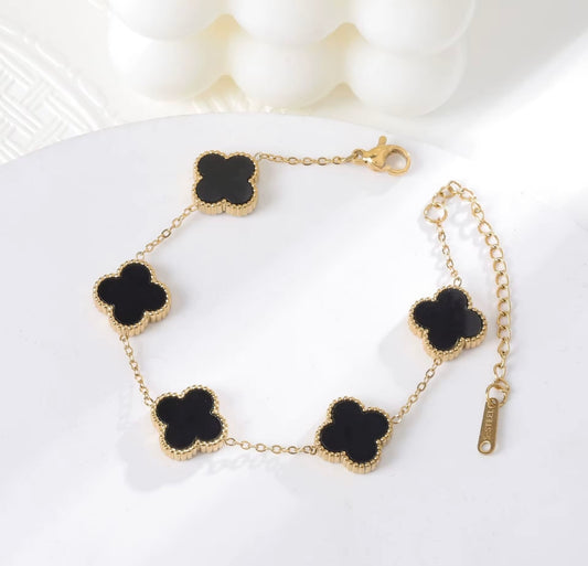 Black Clover bracelet   18K Gold Plated